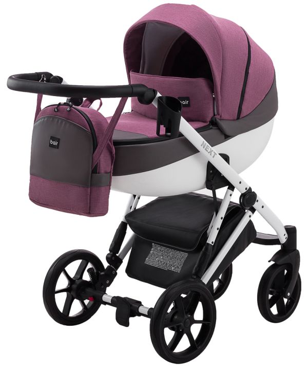 Коляска 2 в 1 Bair Next White Soft 50 темно-бузковий
