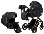 Коляска 2 в 1 Adamex Mimi Polar (Gold) Y836B чорний (люрікс) - чорна шкіра (перфорація)
