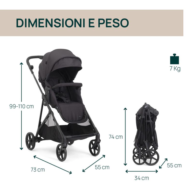 Коляска 2 в 1 Chicco Seety Ebony