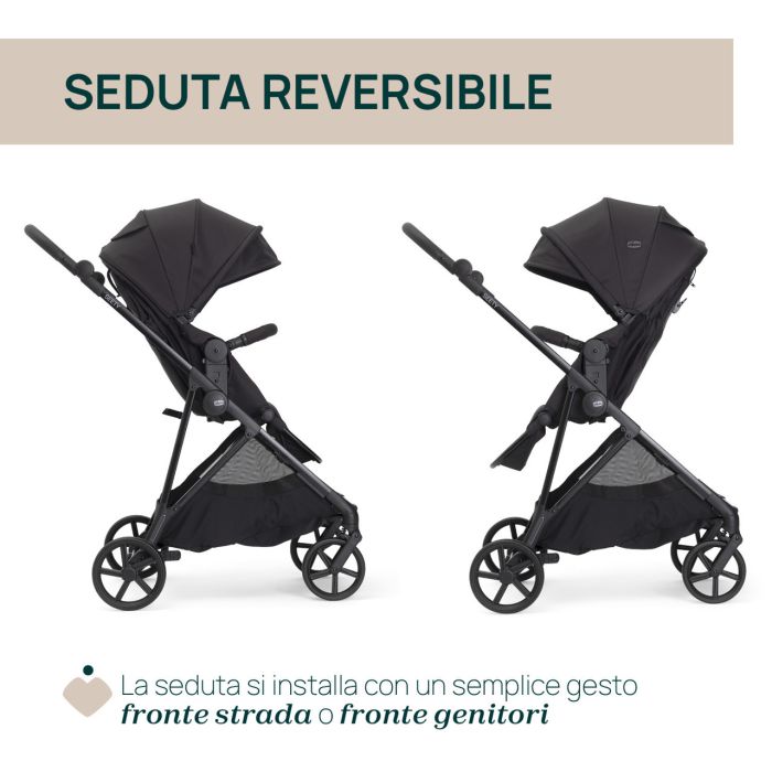 Коляска 2 в 1 Chicco Seety Ebony