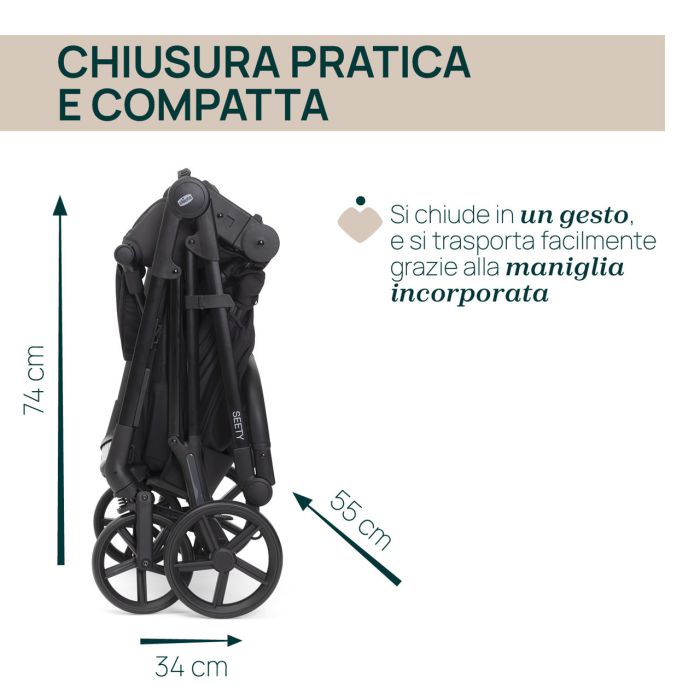 Коляска 2 в 1 Chicco Seety Ebony