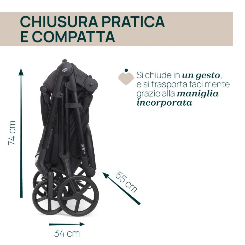 Коляска 2 в 1 Chicco Seety Ebony