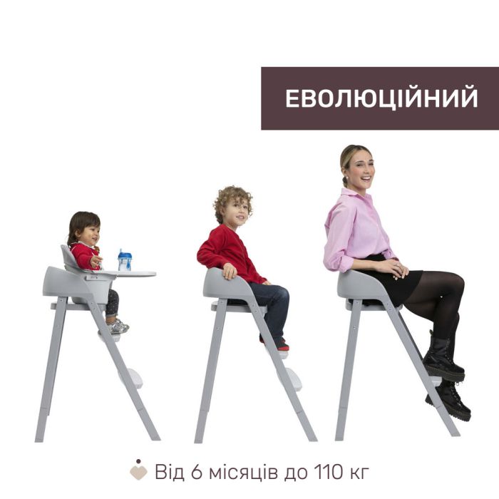 Стільчик для годування Chicco Crescendo Up 3 в 1 Turin Grey Re-Lux