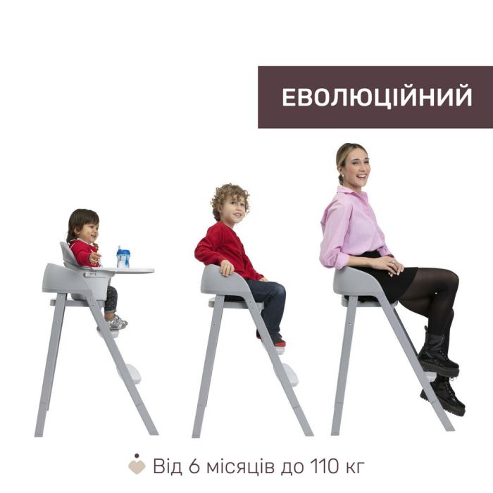 Стільчик для годування Chicco Crescendo Up 3 в 1 Steel Cloud Re-Lux
