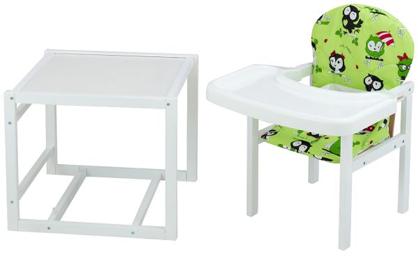 Стілець-трансформер Babyroom Поні-240 білий пластикова стільниця зелений (сови)