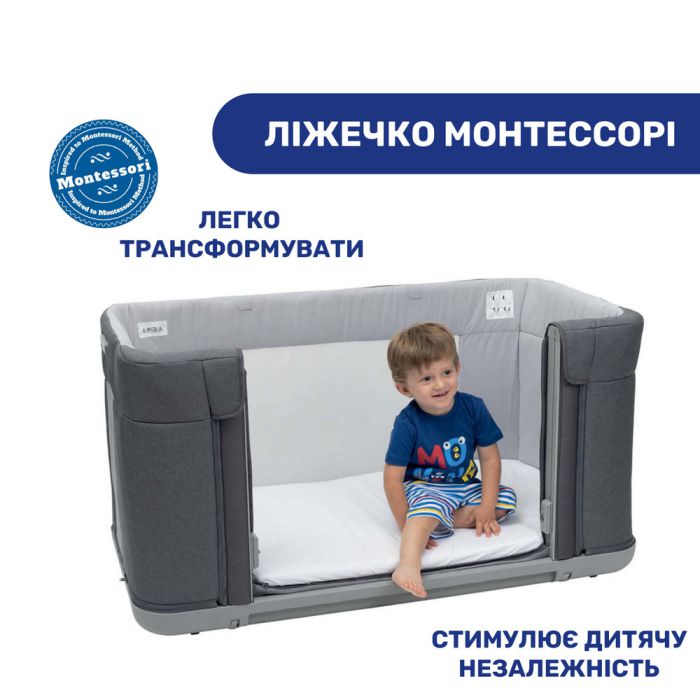 Приставная кроватка Chicco Next2Me Forever Slate Grey
