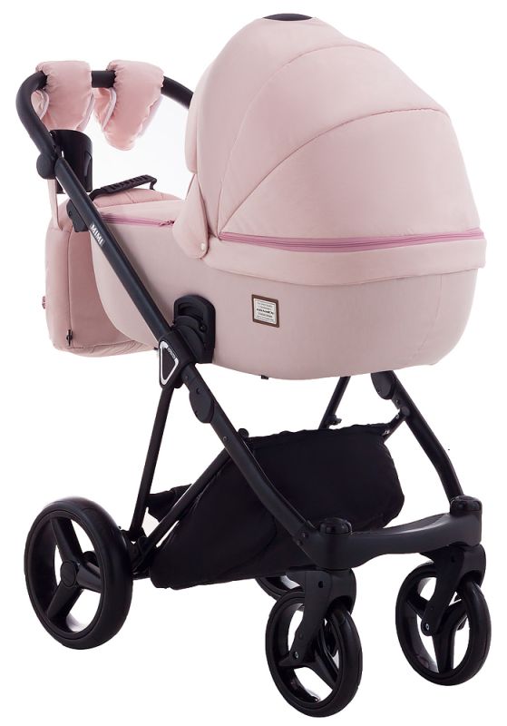 Коляска 2 в 1 Adamex Mimi Polar (Chrome) CR448 персиковый - розовая (пудра) кожа (выдавленная точка)