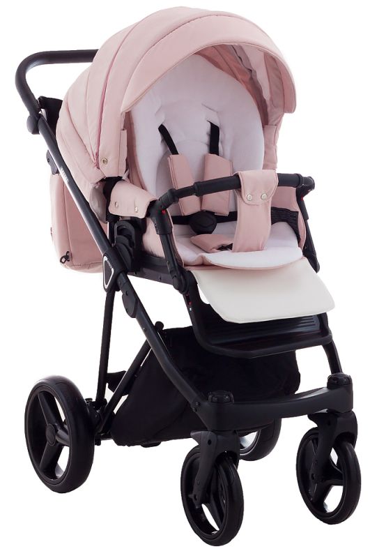 Коляска 2 в 1 Adamex Mimi Polar (Chrome) CR448 персиковый - розовая (пудра) кожа (выдавленная точка)