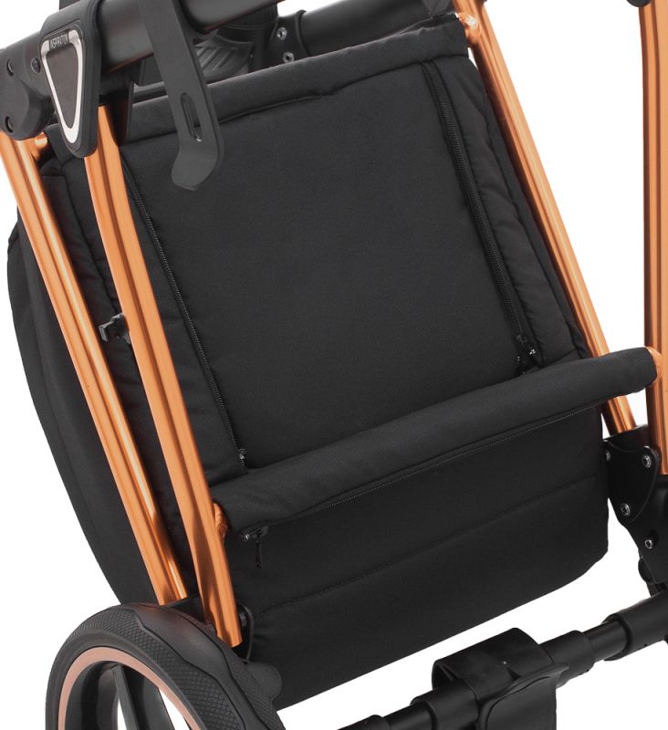 Коляска 2 в 1 Adamex Belissa Special Edidion (Pink Gold) PS-571 чёрный - черная кожа (перфорация)