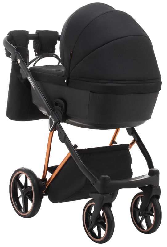 Коляска 2 в 1 Adamex Belissa Special Edidion (Pink Gold) PS-571 чёрный - черная кожа (перфорация)