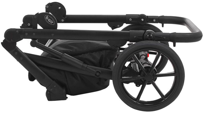 Коляска 2 в 1 Bair Kiwi кожа 100% BK-15 черный