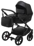 Коляска 2 в 1 Bair Kiwi кожа 100% BK-15 черный