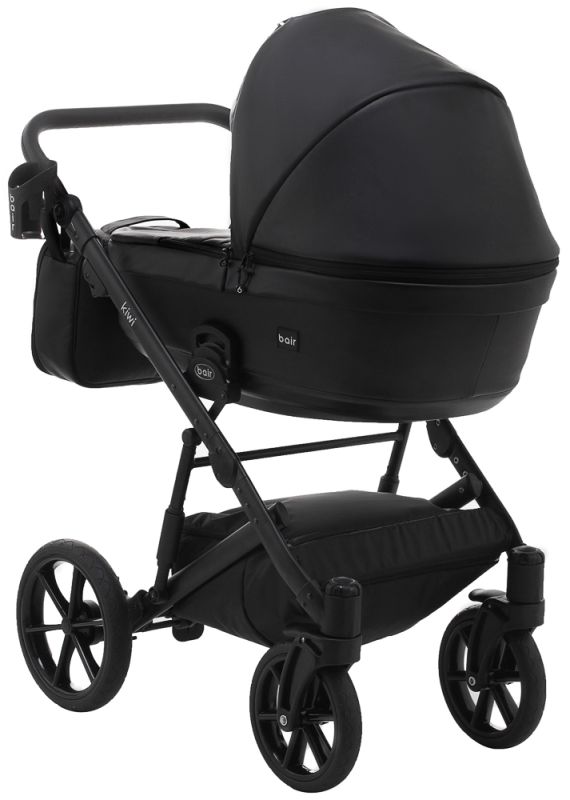 Коляска 2 в 1 Bair Kiwi кожа 100% BK-15 черный