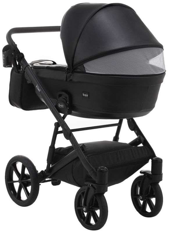 Коляска 2 в 1 Bair Kiwi кожа 100% BK-15 черный