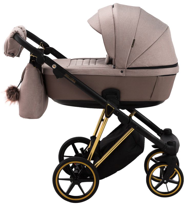 Коляска 2 в 1 Adamex Belissa Special Edidion (Gold) PS-528 капучіно - коричнева шкіра (перфорація)