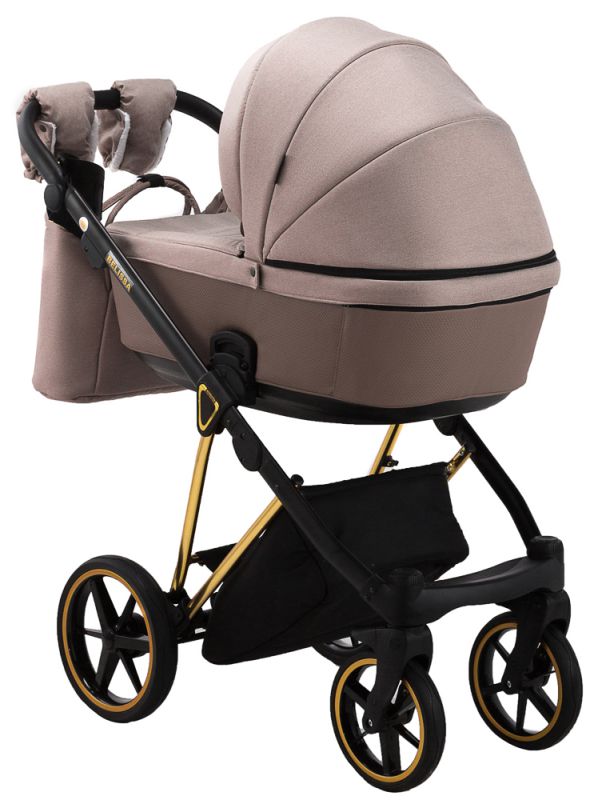 Коляска 2 в 1 Adamex Belissa Special Edidion (Gold) PS-528 капучіно - коричнева шкіра (перфорація)