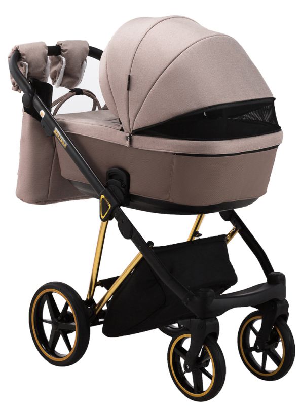 Коляска 2 в 1 Adamex Belissa Special Edidion (Gold) PS-528 капучіно - коричнева шкіра (перфорація)