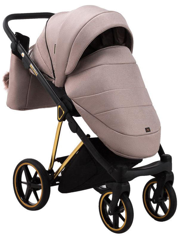 Коляска 2 в 1 Adamex Belissa Special Edidion (Gold) PS-528 капучіно - коричнева шкіра (перфорація)
