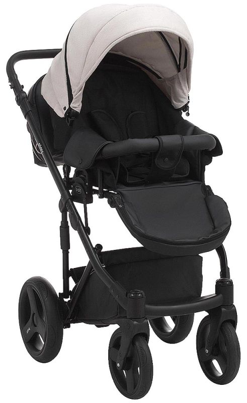 Коляска 2 в 1 Bair Play Plus Soft BPS-834 світло-бежевий - чорний (шкіра)