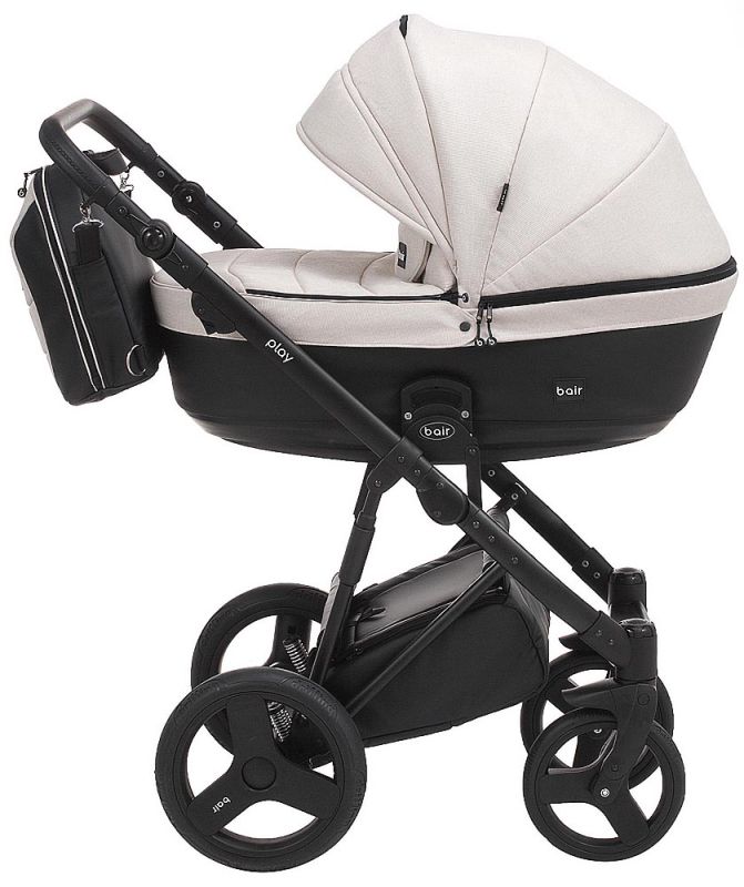 Коляска 2 в 1 Bair Play Plus Soft BPS-834 світло-бежевий - чорний (шкіра)