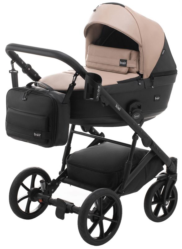 Коляска 2 в 1 Bair Kiwi кожа 100% BK-18/15 капучино - черный