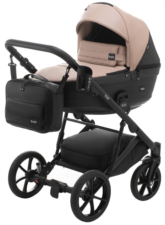 Коляска 2 в 1 Bair Kiwi кожа 100% BK-18/15 капучино - черный