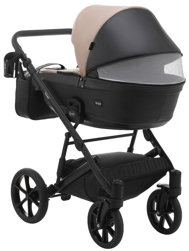 Коляска 2 в 1 Bair Kiwi кожа 100% BK-18/15 капучино - черный
