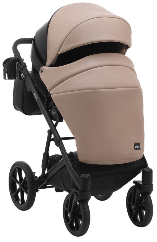 Коляска 2 в 1 Bair Kiwi кожа 100% BK-18/15 капучино - черный