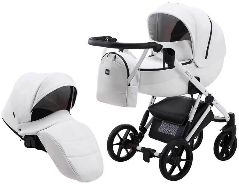 Коляска 2 в 1 Bair Next White кожа 100% 65 белый