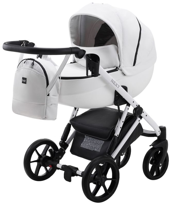 Коляска 2 в 1 Bair Next White кожа 100% 65 белый