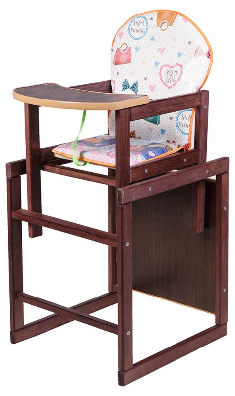 Стільчик-трансформер Наталка Зайчик-22 темний білий (серця, сумки, бантики)