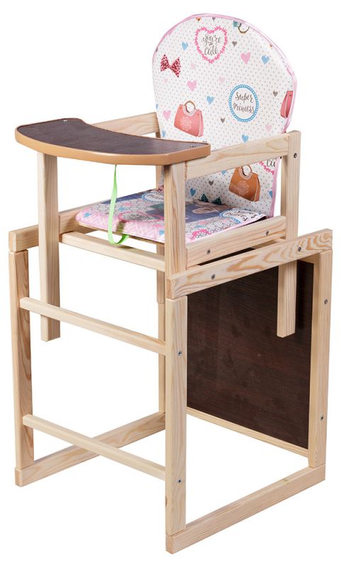 Стільчик-трансформер Наталка Зайчик-11 eko білий (серця, сумки, бантики)