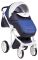 Коляска 2 в 1 Adamex Luciano кожа 100% Q263 темно-синий - синий - белый