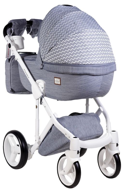 Коляска 2 в 1 Adamex Luciano jeans Q202 світло-синій (зигзаг)
