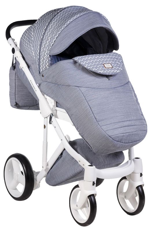 Коляска 2 в 1 Adamex Luciano jeans Q202 світло-синій (зигзаг)