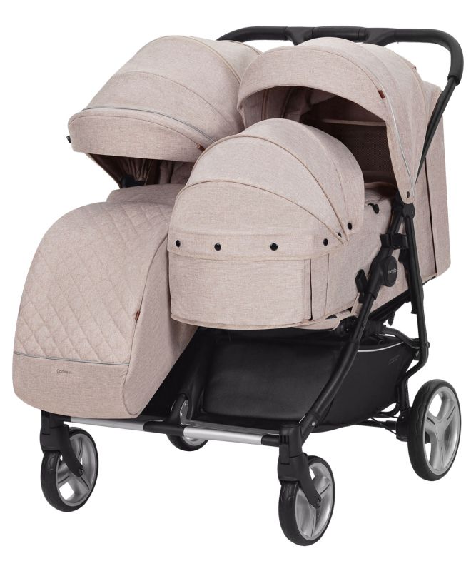 Коляска 2 в 1 для двойни CARRELLO Connect CRL-5502/1 Cotton Beige c переноска +дождевик