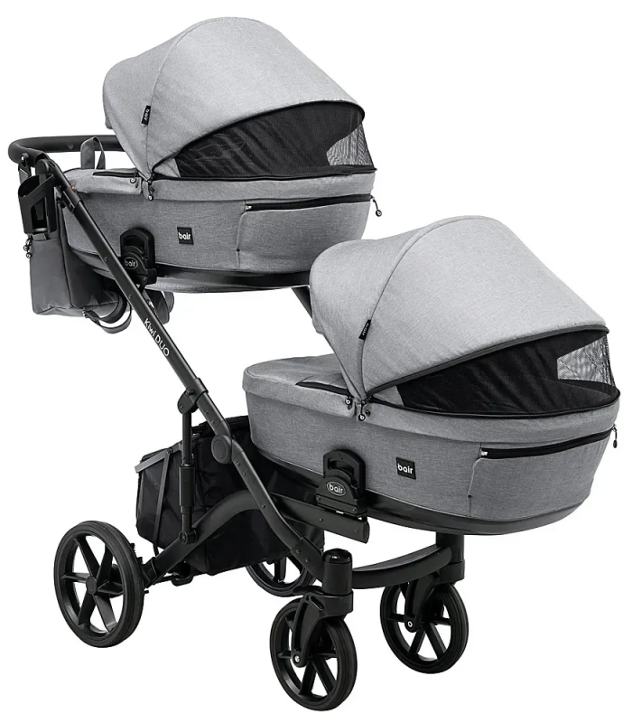 Коляска 2 в 1 для двійні Bair Kiwi DUO Soft BKP-218 сірий