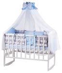 Дитяча постільна білизна Babyroom Bortiki lux-08 elephant блакитний - сірий