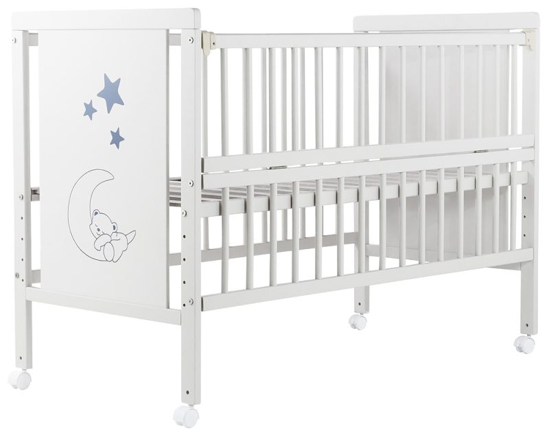 Кровать Babyroom Медвежонок M-01 откидной бок, колеса  бук белый