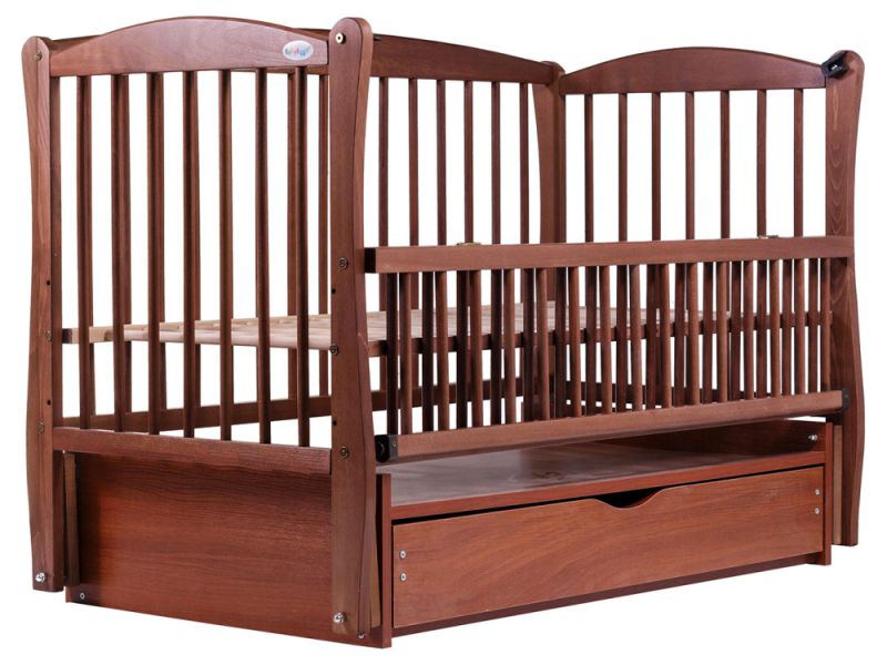 Кровать Babyroom Елит маятник, ящик, откидной бок DEMYO-5  бук тик