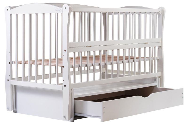 Кровать Babyroom Елит маятник, ящик, откидной бок DEMYO-5  бук белый
