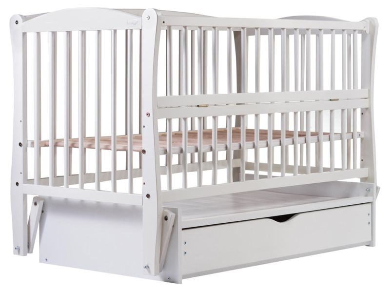 Кровать Babyroom Елит маятник, ящик, откидной бок DEMYO-5  бук белый