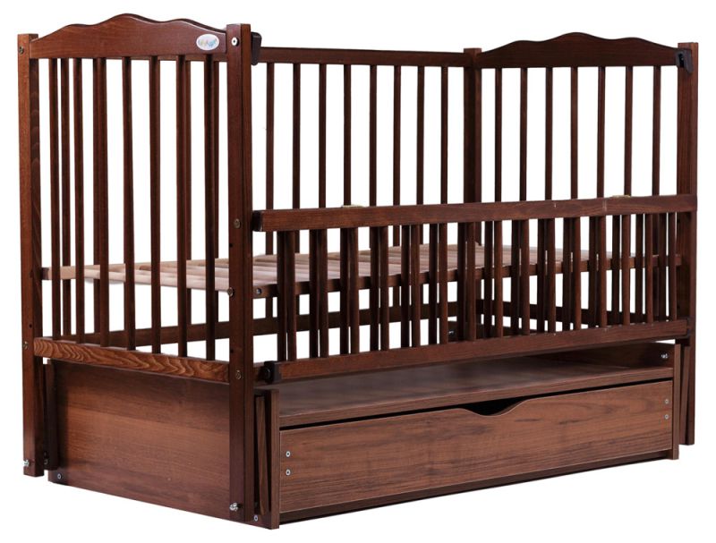 Кровать Babyroom Радуга маятник, ящик, откидной бок DVMYO-3  бук орех