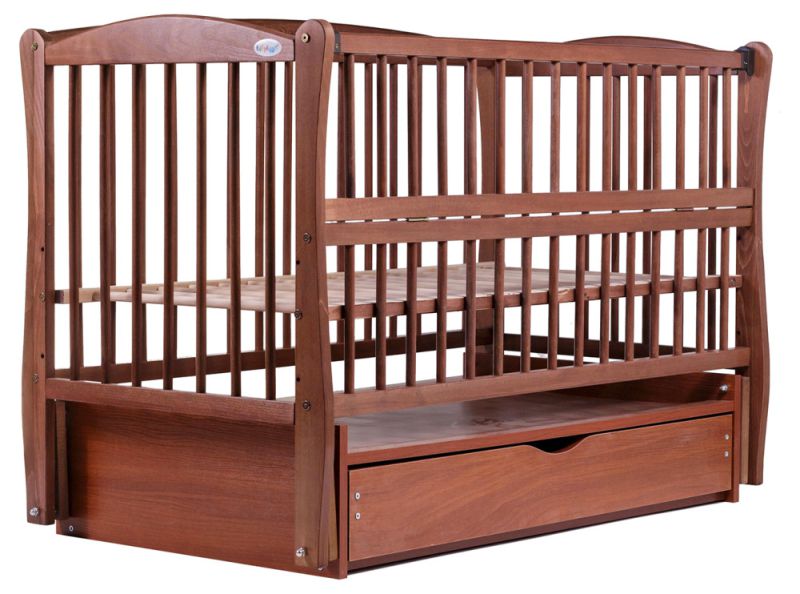 Кровать Babyroom Елит резьба маятник, ящик, откидной бок DER-7  бук тик