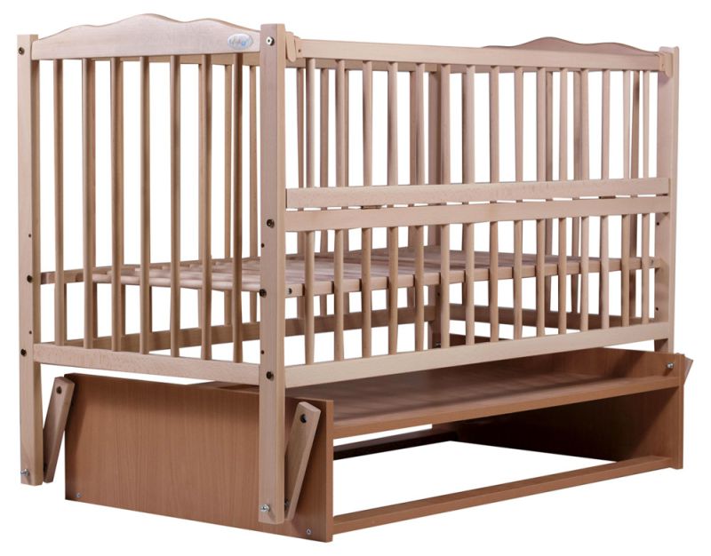 Кровать Babyroom Радуга маятник, откидной бок DVMO-2  бук светлый (натуральный)