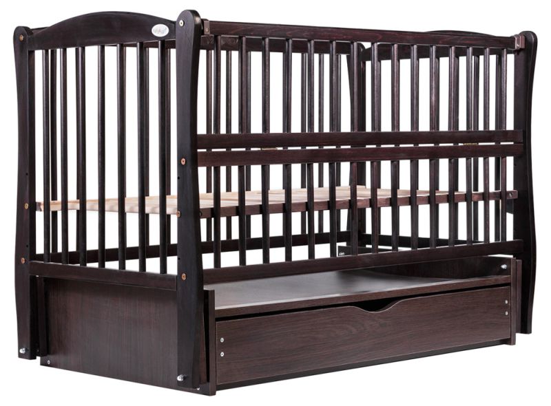 Кровать Babyroom Елит резьба маятник, ящик, откидной бок DER-7  бук венге