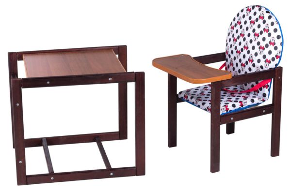 Стільчик-трансформер Наталка Зайчик люкс темний білий (minnie mouse)