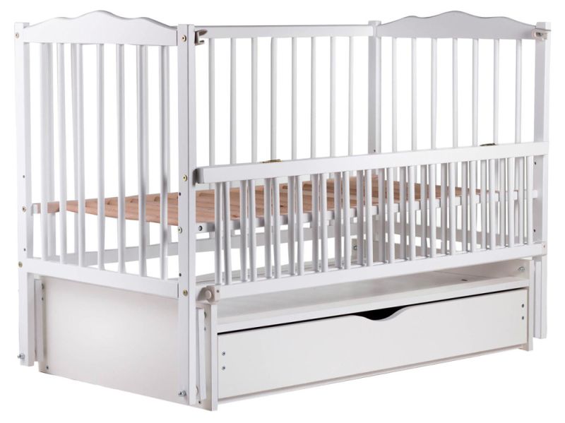 Кровать Babyroom Радуга маятник, ящик, откидной бок DVMYO-3  бук белый