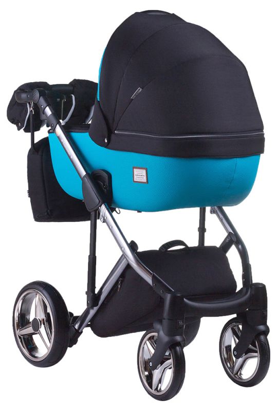 Коляска 2 в 1 Adamex Luciano Polar (Graphite) Y827 синій (шкіра) - чорний