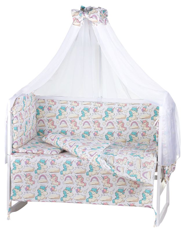 Детская постель Babyroom Comfort-08 unicorn белый (единороги)